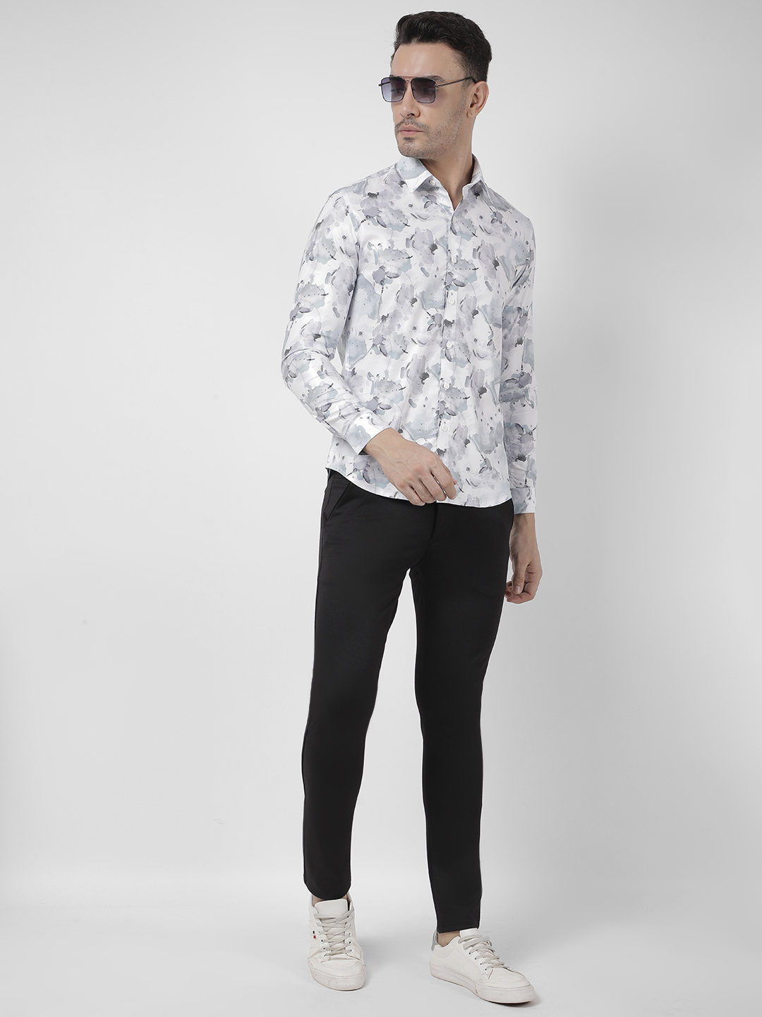 Numero Uno Men Abstract Grey Shirt